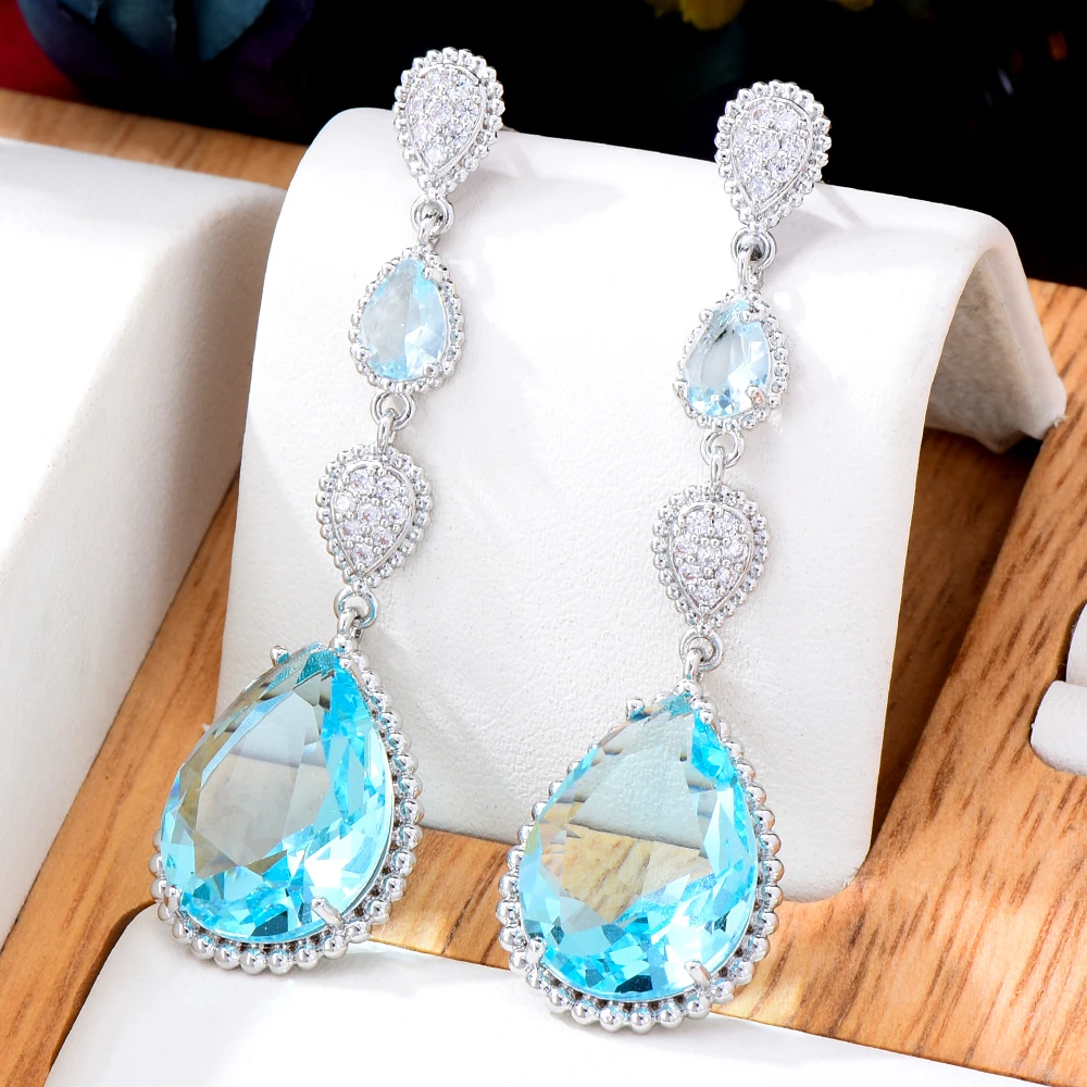 

Missvikki 4 Colors Luxury Drop Earrings High Quality Cubic Zirconia European Wedding Party Show Best Gift Jewelry New Original
