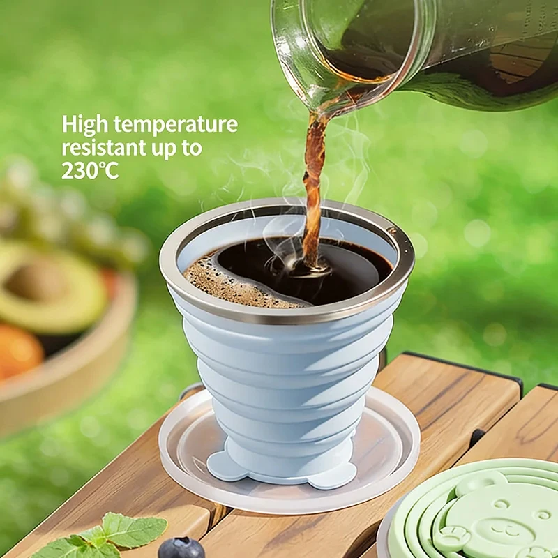 Portable Foldable Silicone Cup for Travel Cute Bear Design Collapsible Water Bottle Mouthwash Cup 180ml view 2