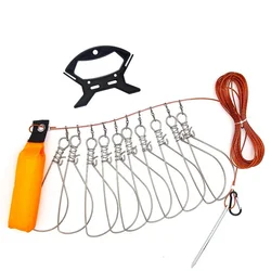 Fishing Lock Clasp with Reel Stainless Steel Lanyard Fish Belt Fishing Tackle Stringer Lock Fish Spearfishing Accessories