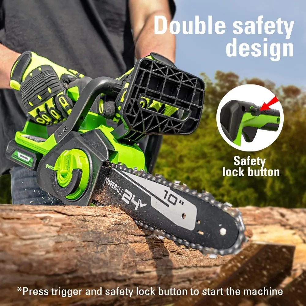 Tronçonneuse sans fil 24 V de 10 pouces avec batterie et chargeur, idéale pour le nettoyage et la taille des tempêtes