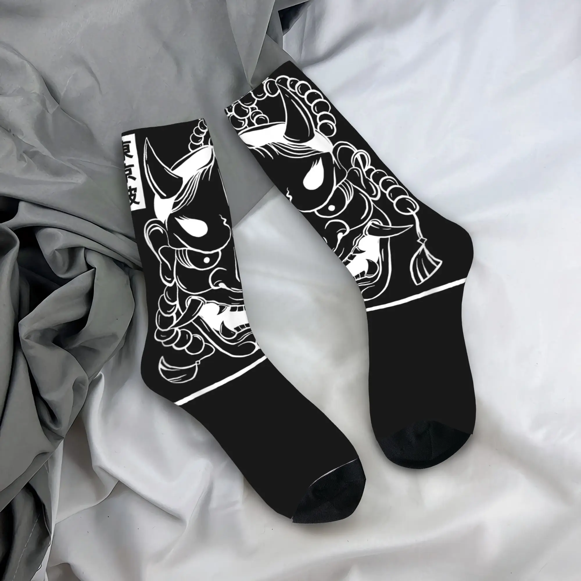 

Japanese Demon Hannya Oni Mask Japanese Mask Japan Socks Harajuku Stockings Adults Men Skateboard Socks Anti Bacterial Socks