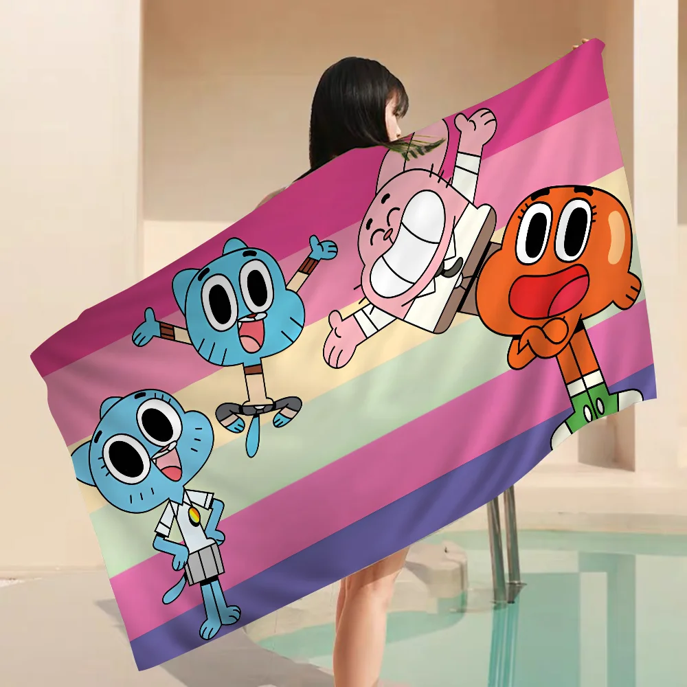 The A_Amazing Funny W-world G-Gumball Cartoon Beach Towel Cute Kawaii Room Decor Bath Girls Children Hand For Bathroom Shower