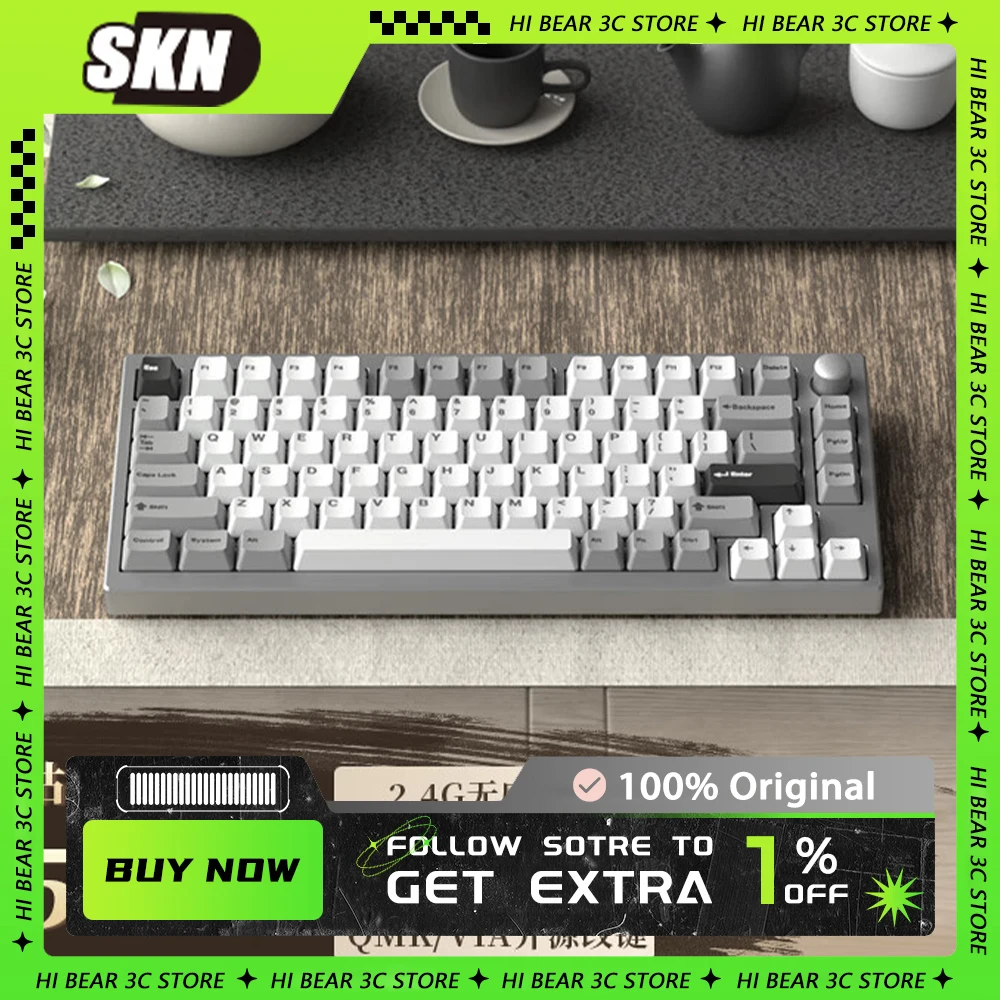 

SKN Bluebird 75 Mechanical Keyboard Three Mode Aluminium Alloy Gamer Keyboard RGB With Konb Customized Gaming Accessories Gifts