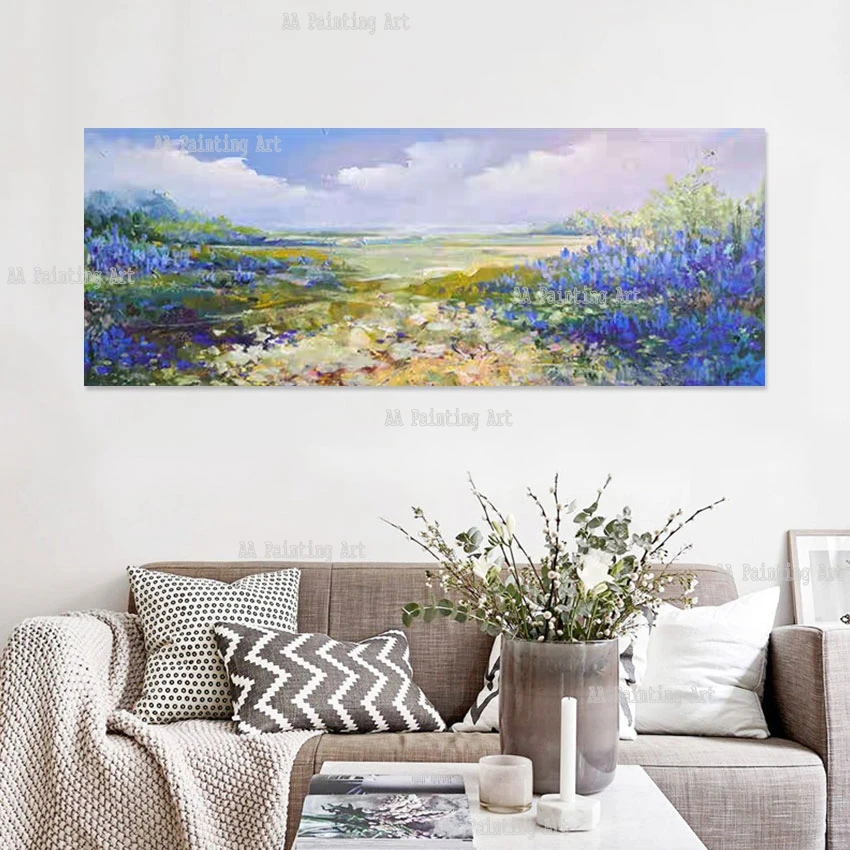 

Beautiful Canvas Large Wall Picture Abstract Outdoor Lake Landscape Living Room Decor Oil Painting Luxury Handmade Wall Art