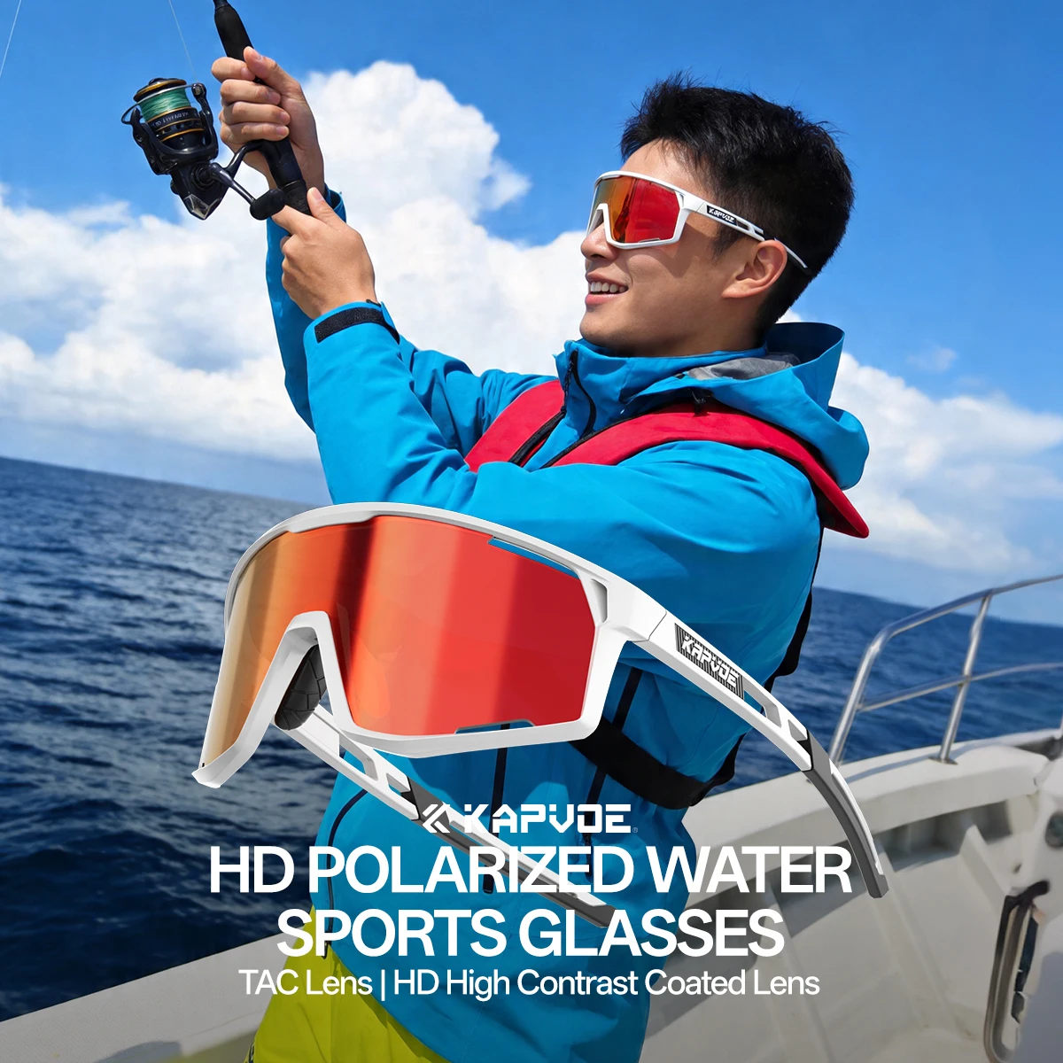 Lunettes de soleil polarisées KAPVOE pour activités de plein air, plage, océan, bord de mer, équitation, UV400, VTT, cyclisme, sports nautiques, surf, trekking, activités de plein air