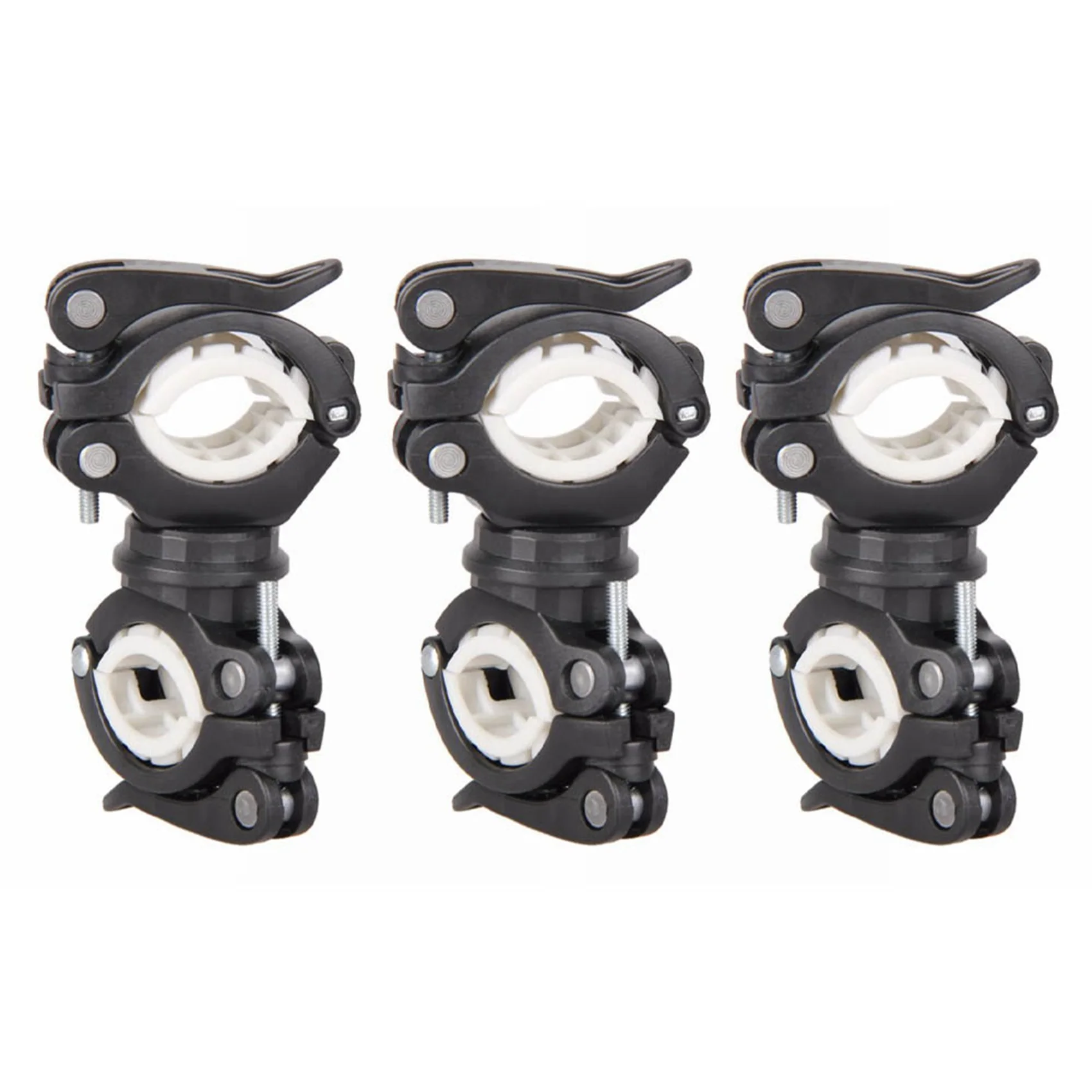 A79E-3X 360 درجة الدورية الدراجات الدراجة حامل مزدوج LED الجبهة مصباح يدوي مصباح مضخة المقود جبل حامل أسود + أبيض