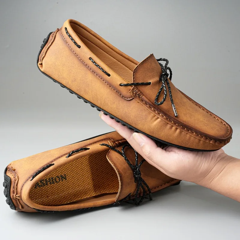 

Men Leather Casual Shoes High Quality Men Shoes Classic Slip on Loafers 2026New Comfort Flats Moccasins Driving Shoes Size 38-49