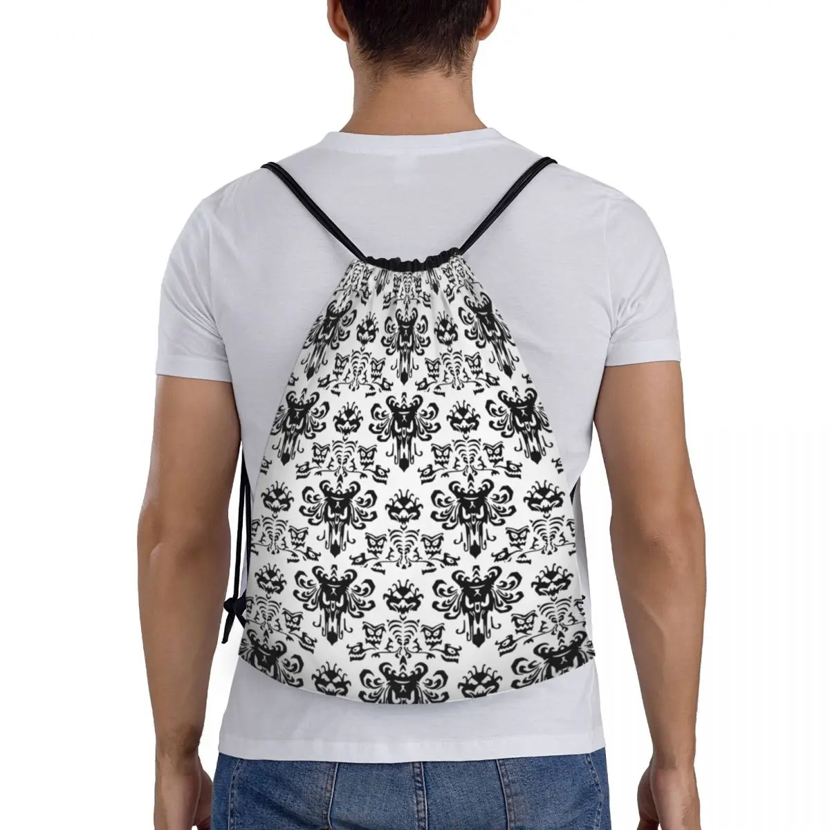 Mochila De Yoga personalizada para hombre y mujer, morral blanco con cordón, ideal para ir de compras, Halloween, deportes, gimnasio