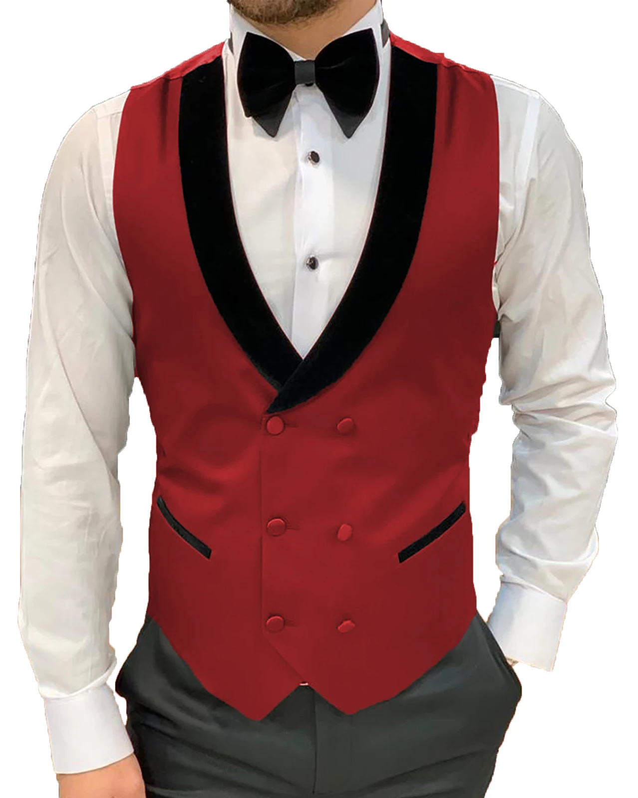 Men\'s Casual Suit Vest Double Breasted Shawl Lapel Dress Waistcoat for Wedding Party Dinner