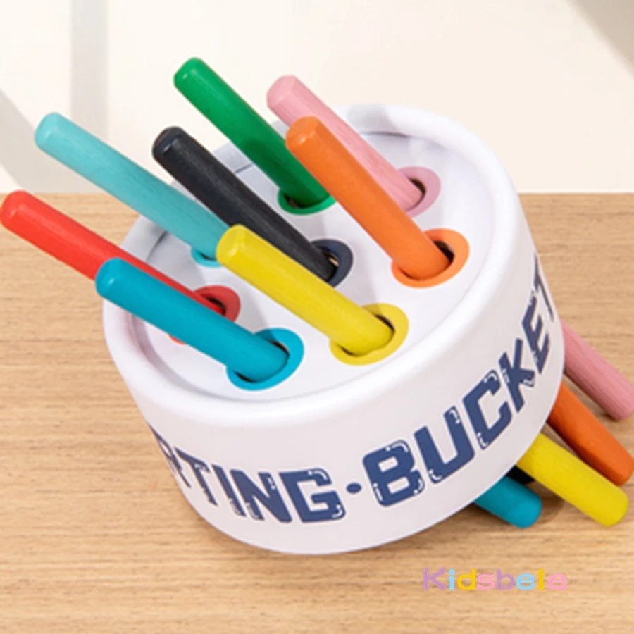 กล่องไม้สีสันสดใสสำหรับจัดเรียงสี ของเล่นฝึกกล้ามเนื้อมัดเล็ก ของเล่นเสริมพัฒนาการด้านการรับรู้รูปทรง ของเล่นเสริมพัฒนาการสำหรับเด็กเล็ก