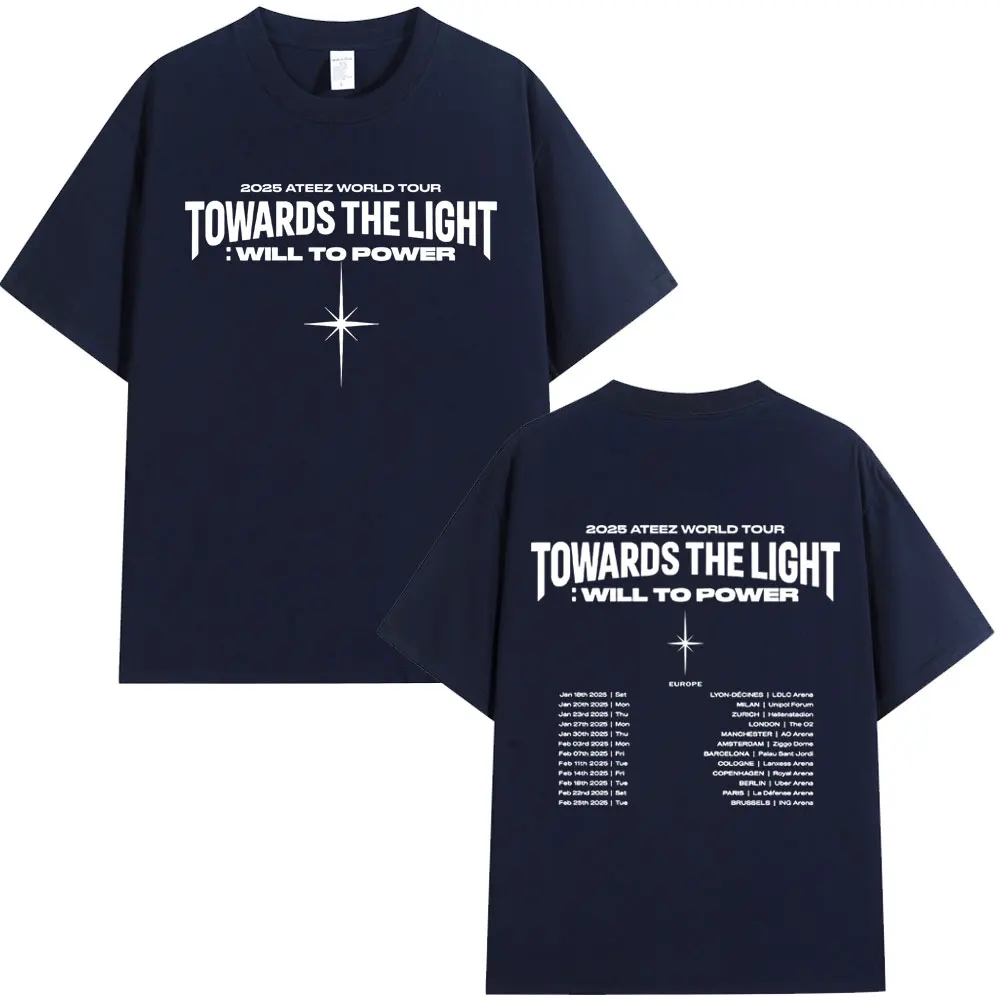 Ateez 2025 World Tour Towards The Light: Will To Power T Shirt Men Women Korean Kpop Fashion High Quality Casual Cotton T-shirts