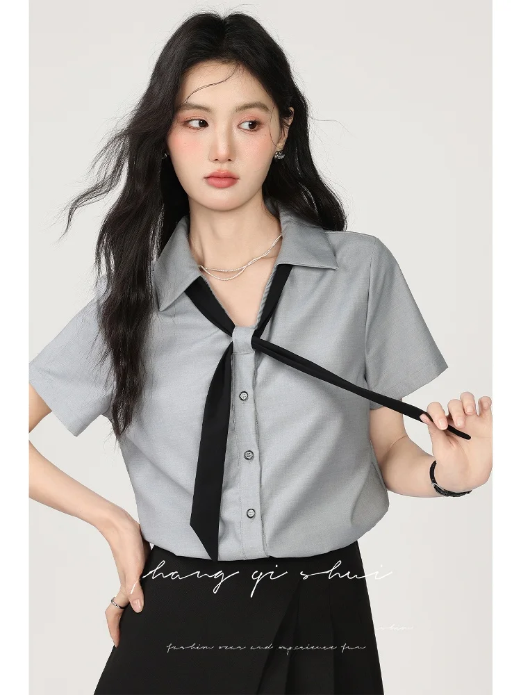 

Новая летняя женская блузка с V-образным вырезом и завязками на талии, свободного кроя, в корейском стиле, от Zhang Soda, модный топ для похудения