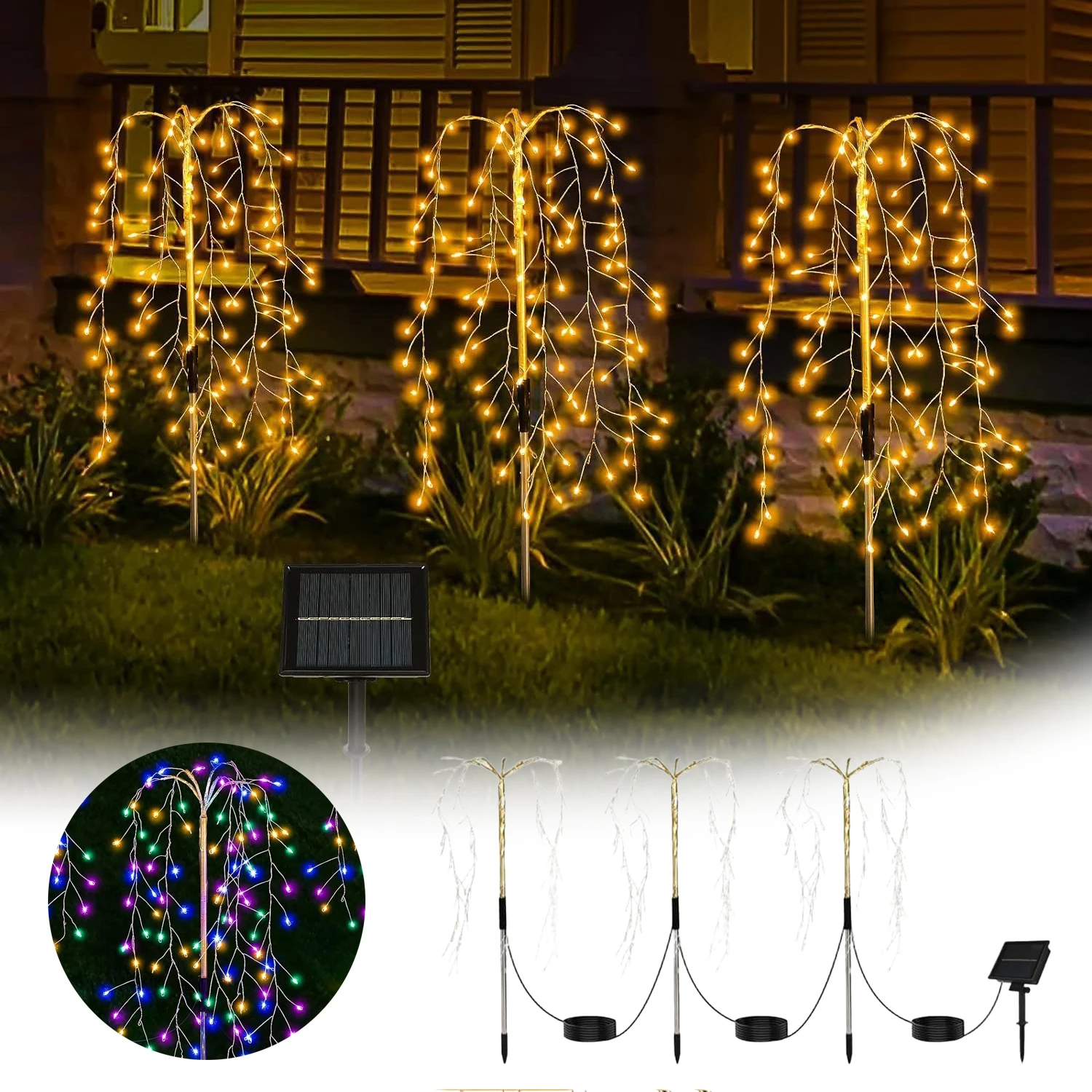 

Solar Powered LED Firecracker Stake Lights String Waterproof Outdoor Holiday Decoration for Courtyard Lawn Christmas Atmosphere