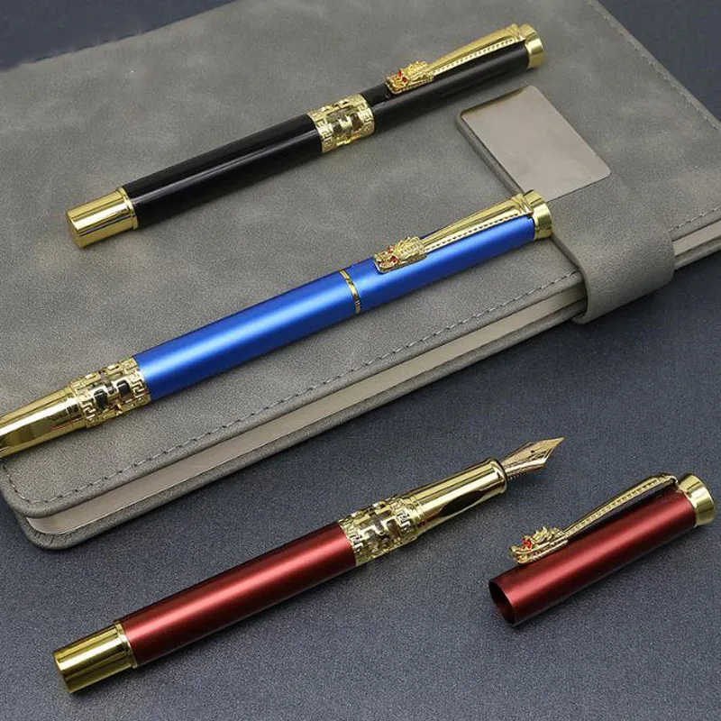 Azul Hollow Out Metal Caneta-tinteiro, Artigos de papelaria, Material de escritório, Canetas de tinta caligrafia, Luxo, 707, Novo