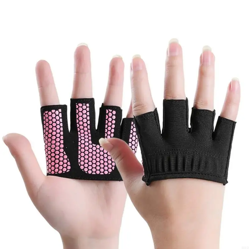 1 Paar flexible Halbfinger-Kletterhandschuhe aus atmungsaktivem Stoff, schweißfest, Dehnhandschuhe für Übungen 69HD – Detail 2