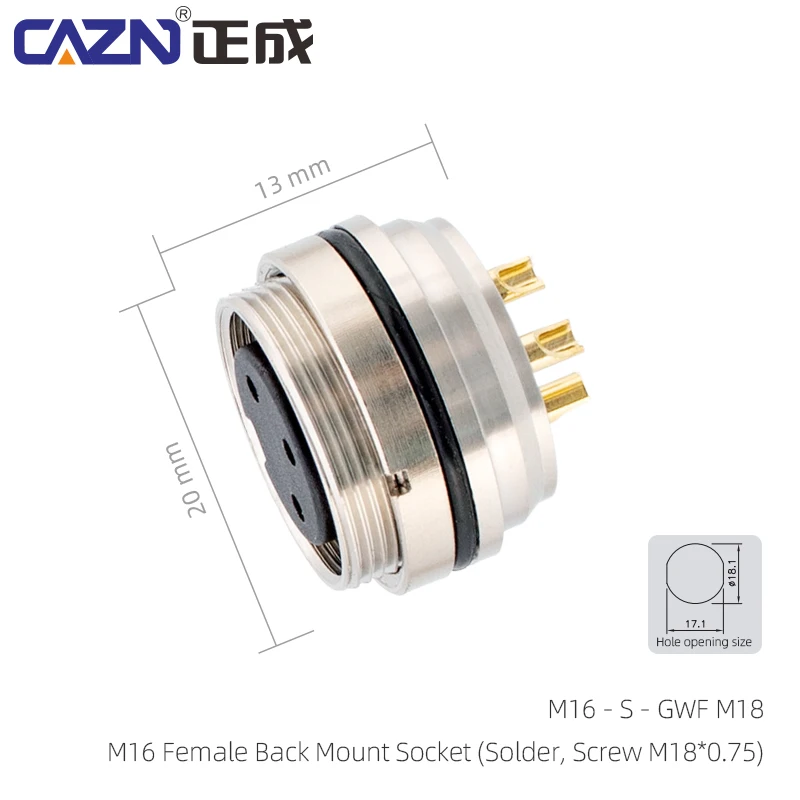 M16 Solder Front Rear Mount Socket Male and Female 2-24 Pin Waterproof IP67 Aviation Connectors