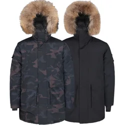 Lesmart-Chaqueta de plumón larga para hombre, abrigo grueso y cálido con cuello de piel y capucha, cortavientos de alta calidad, Parka de invierno