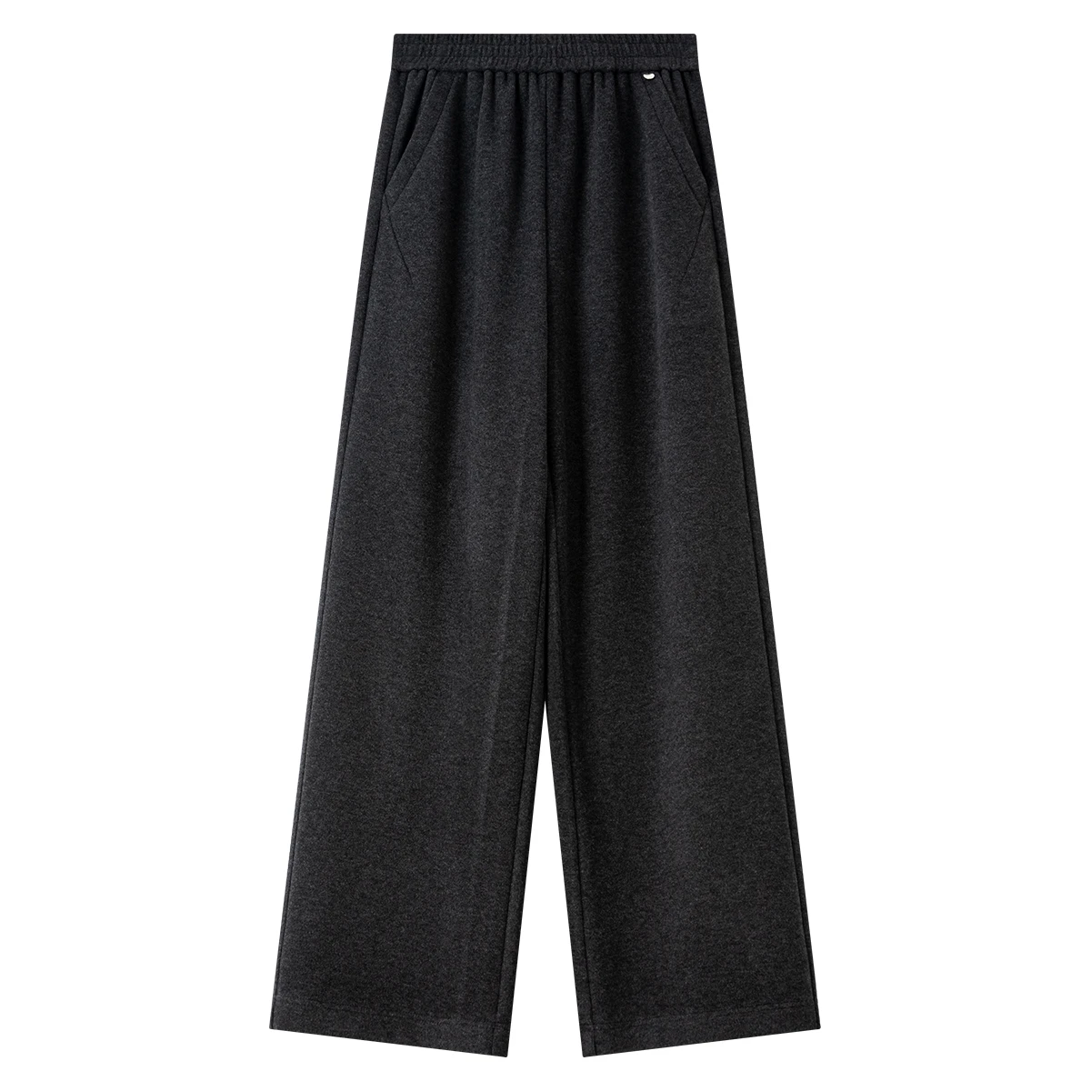 VIMLY femme gris pantalons longs décontracté tricoté jambe large femme pantalon automne 2025 poches élégantes ample Strecth dames pantalon A2538