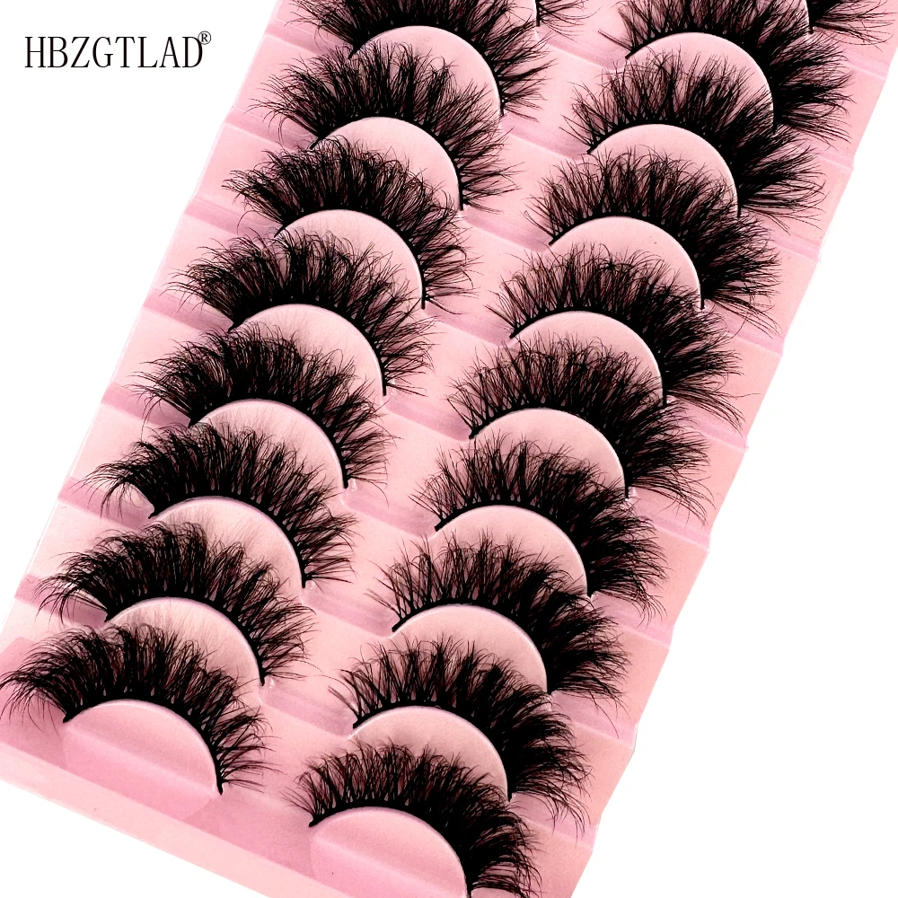 Realistic Cat Eye Lashes 10 pairs 8D Faux Mink Eyelashes Winged End Eye Elongated Fake Lashes Soft Natural Long Lashes Make up