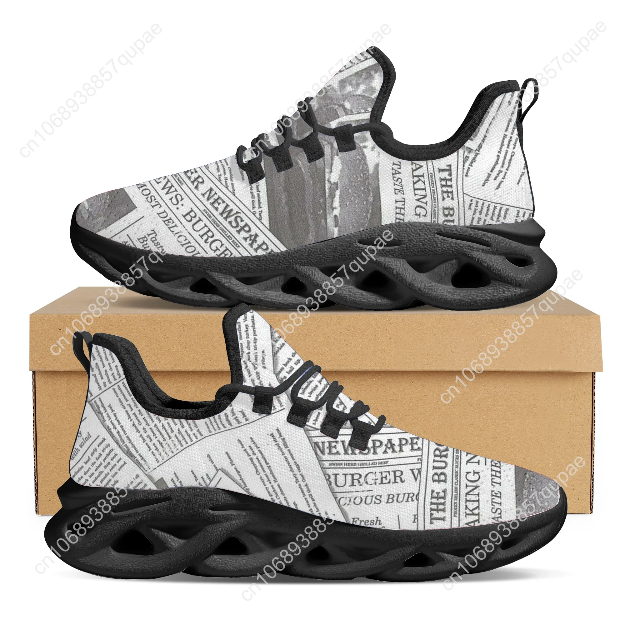 Simple Newspaper Print Flats Sneakers Shoes Mens Womens Sports Shoes Fashion High Quality DIY Sneaker Custom Made Shoe