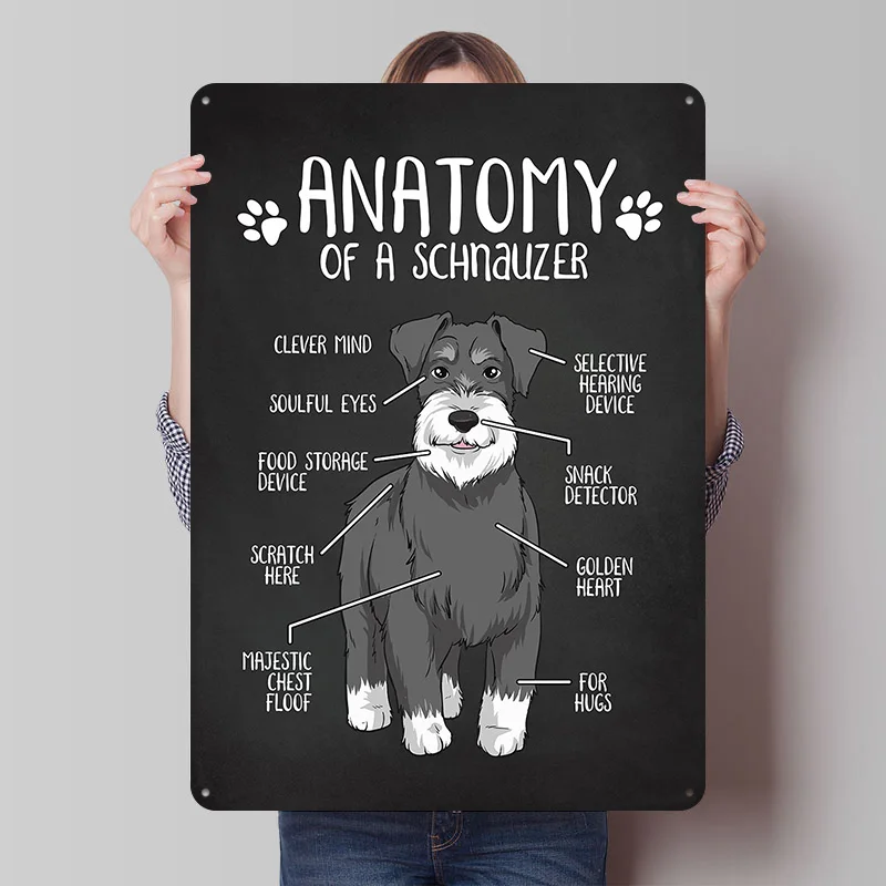 Anatomy of a Schnauzer Printed Poster Customized Retro Wall Art Vintage Metal Tin Signs for Room Accessories Decoration Bedroom