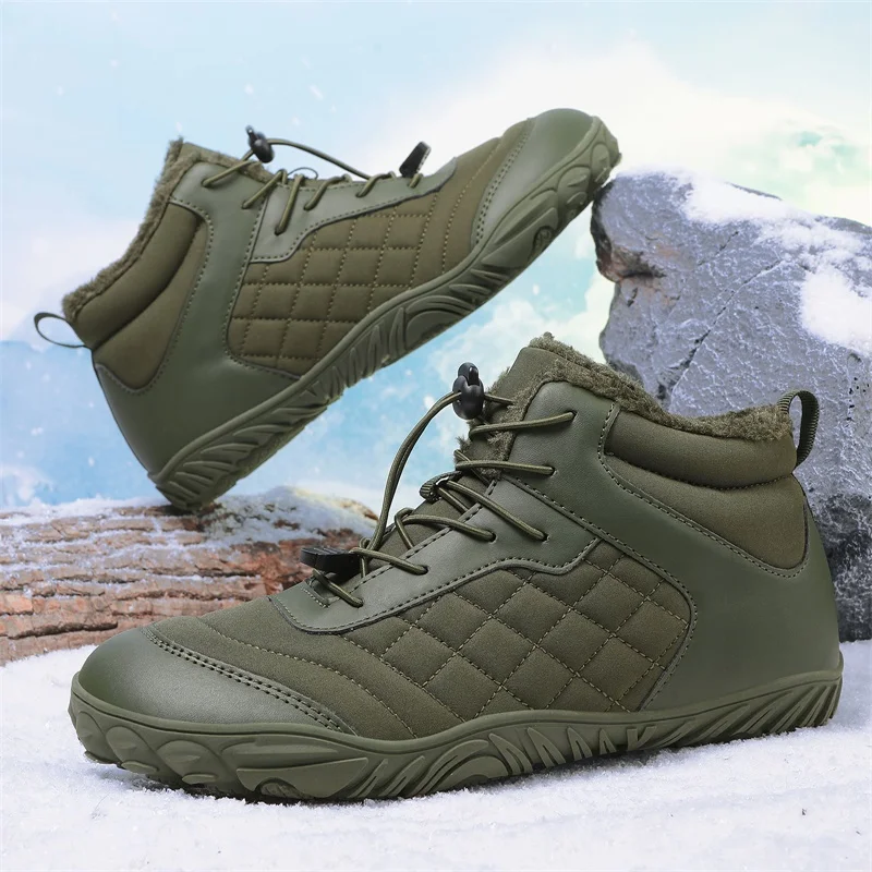 

New Winter Boots for Men Women Brand Snow BareFoot Outdoor Non-slip Warm Fur Casual Sneakers Plus Size Ankle Boots Hiking Shoes