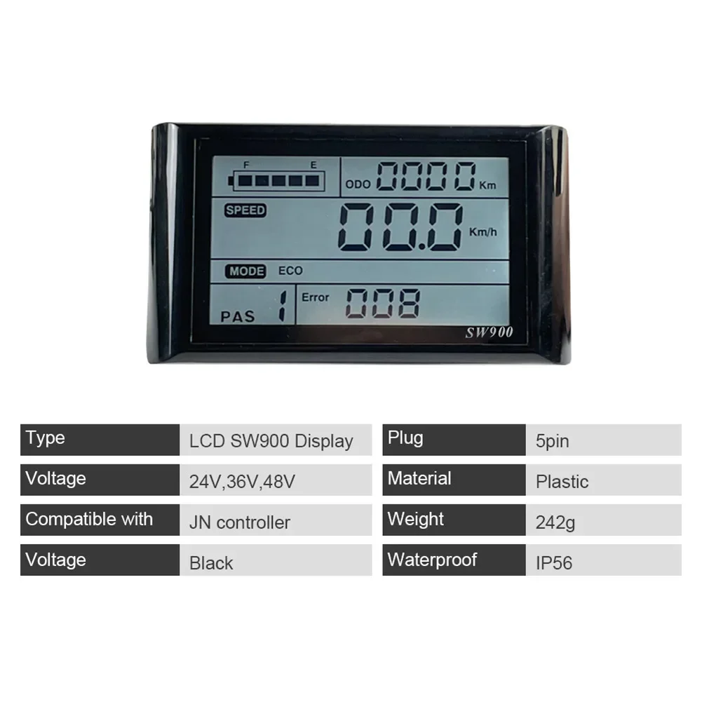 LCD Display SW900 Panel SM Plug/ Waterproof Plug 24/36/48V Compatible With JN Controller E-Bike Electric Bicycle