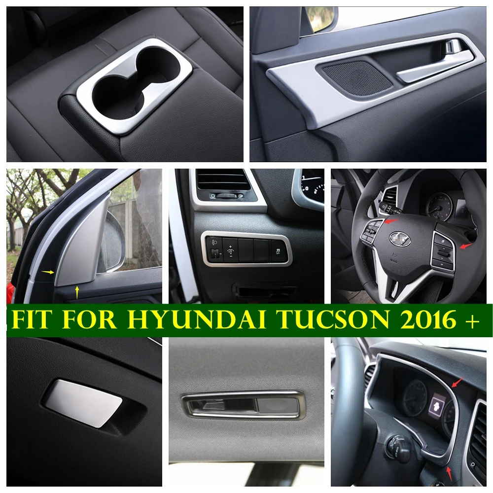

Steering Wheel / Door Handle / Dashboard / Lights Control Panel Cover Trim For Hyundai Tucson 2016 - 2020 Matte Car Accessories