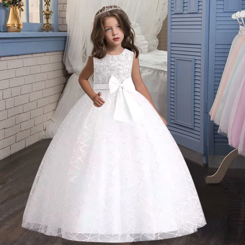 New wedding dress party flower children walk show and floor length dress 4-12T girls' graduation banquet embroidered sequin dres