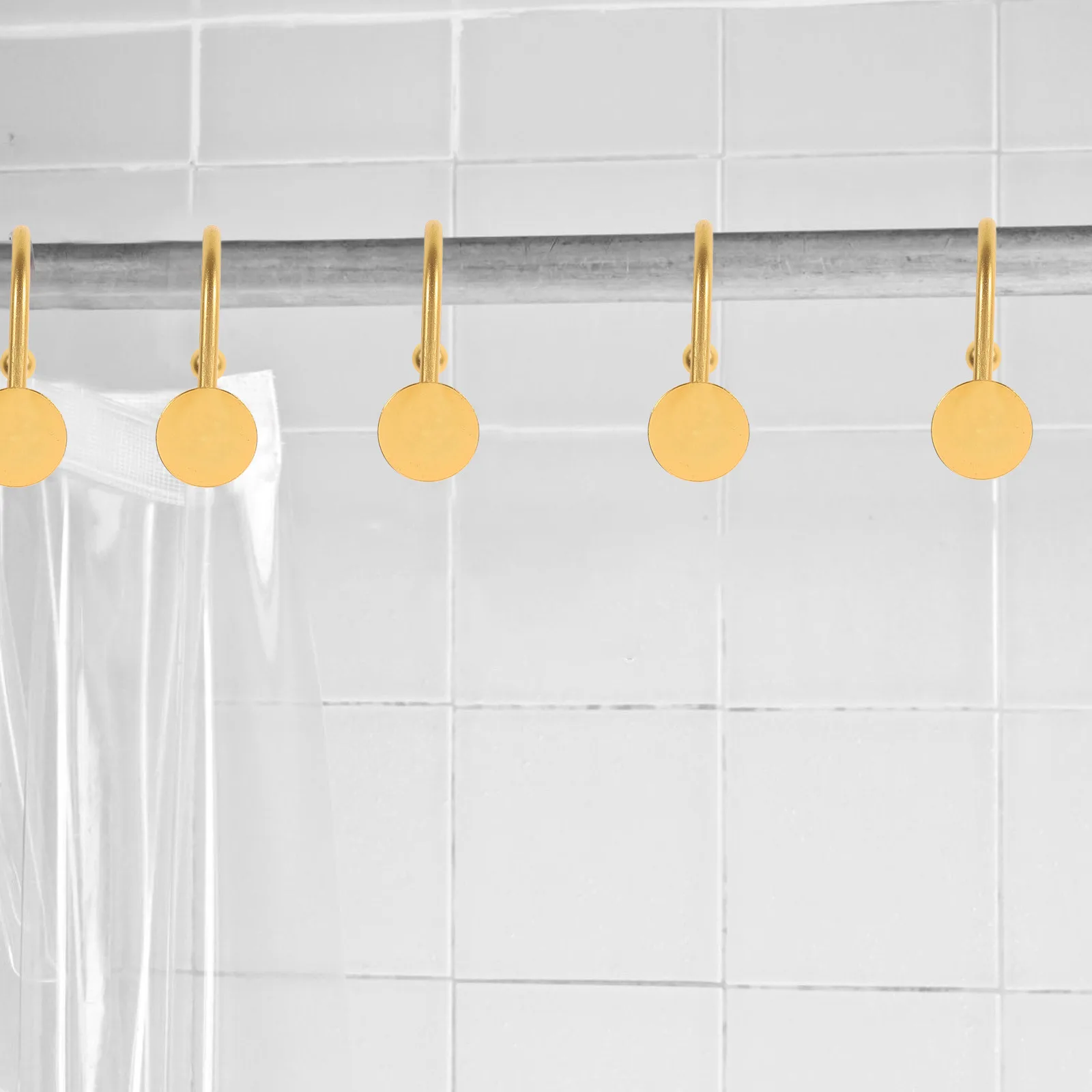 

12Pcs Round Button Design Shower Curtain Hooks Metal Rings Modern Decorative Bathroom Curtain Hangers for Shower Rod Window Door