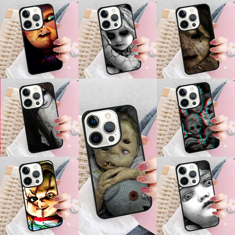 Creepy Baby Doll Horror Soft Phone Case Cover for iPhone 16 Promax 15 Pro 13 14 Plus 11 12 Mini XR XS MAX Coque