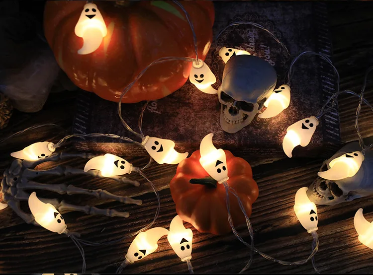 Cadena de luz Led para decoración de Halloween, lámpara con forma de globo ocular, calavera de calabaza, linterna de truco o trato, día de Halloween