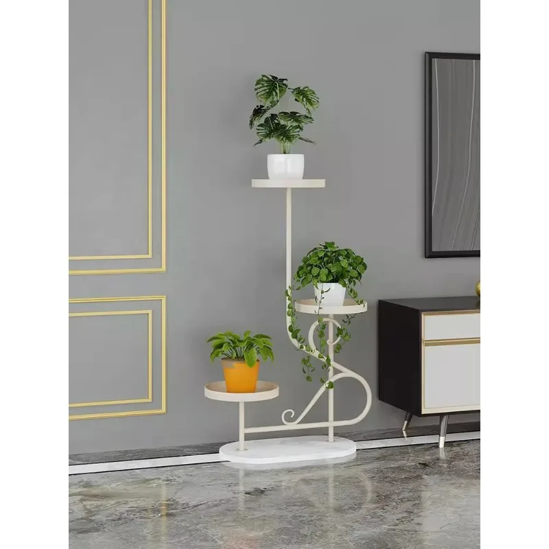 Cream style internet celebrity high-end flower rack, floor standing indoor light luxury plant display rack, balcony green Luo st