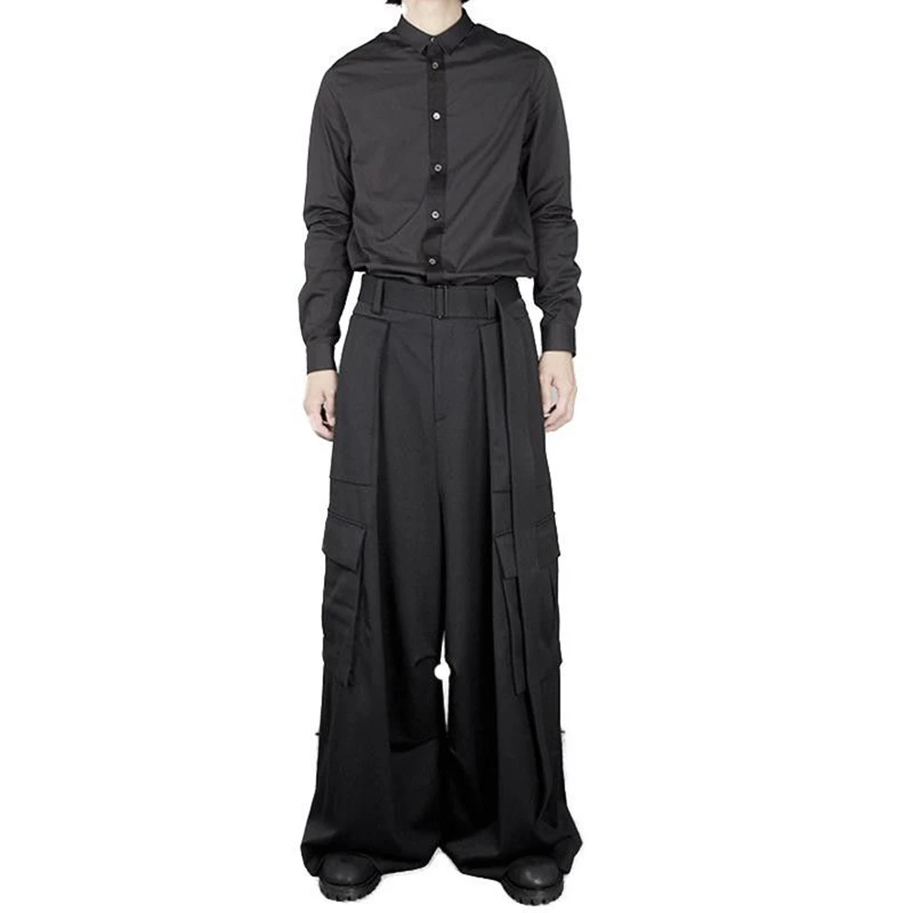 

Mens Cargo Pocket Deconstructed Dark Punk Casual Pants Streetwear Fashion Youth Outdoor Wide Leg Pants Men'S Clothing 2026 New