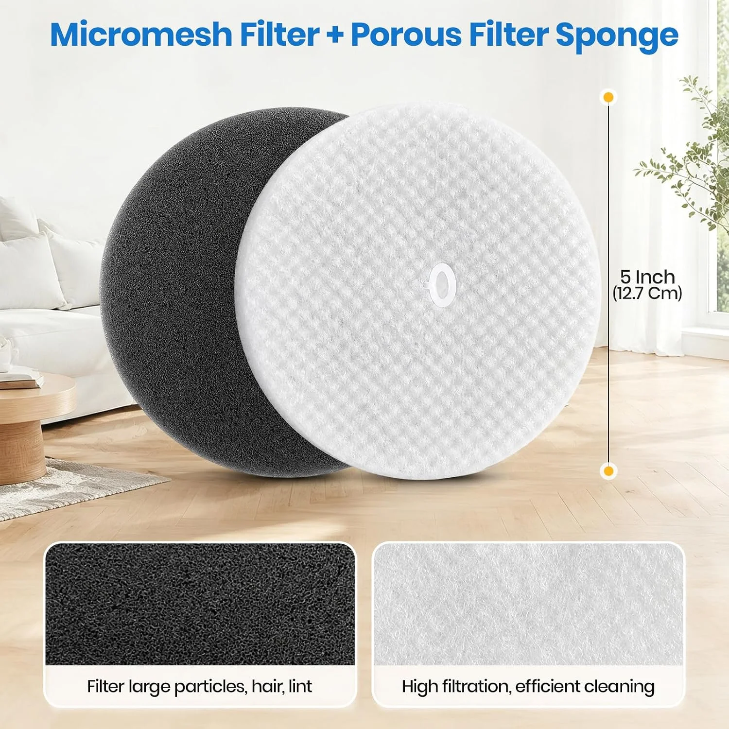 4 Pack Double-layer Cotton Filter for Ecovacs Deebot X11 OmniCyclone/X12 OmniCyclone Robot Vacuum, Deebot X11/X12 Sponge Filter