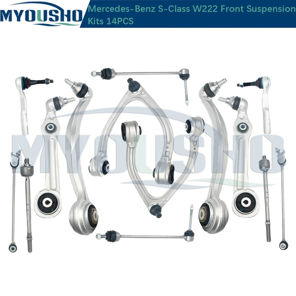 

Myousho 14 шт., рычаг управления передней подвеской, шаровой шарнир, стабилизатор, тяга, комплекты рулевой тяги для Mercedes Benz S Class W222 A217