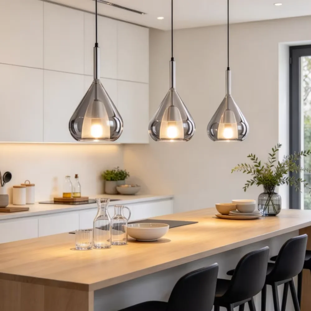 Modern Glass Pendant Lamp Adjustable Luxury Waterdrop Hanging Lamp KitchenDining Room Bar Counter Bedroom Home Decor Lighting