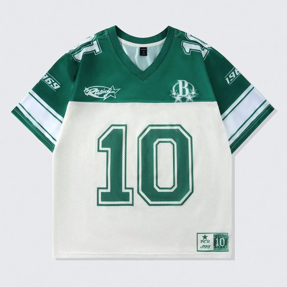 Woman Letter NO.10 Print V-Neck Short Sleeve T-Shirt Summer Graphic Tee Baseball Jerseys Plus Size Women's Sport T-Shirt tops