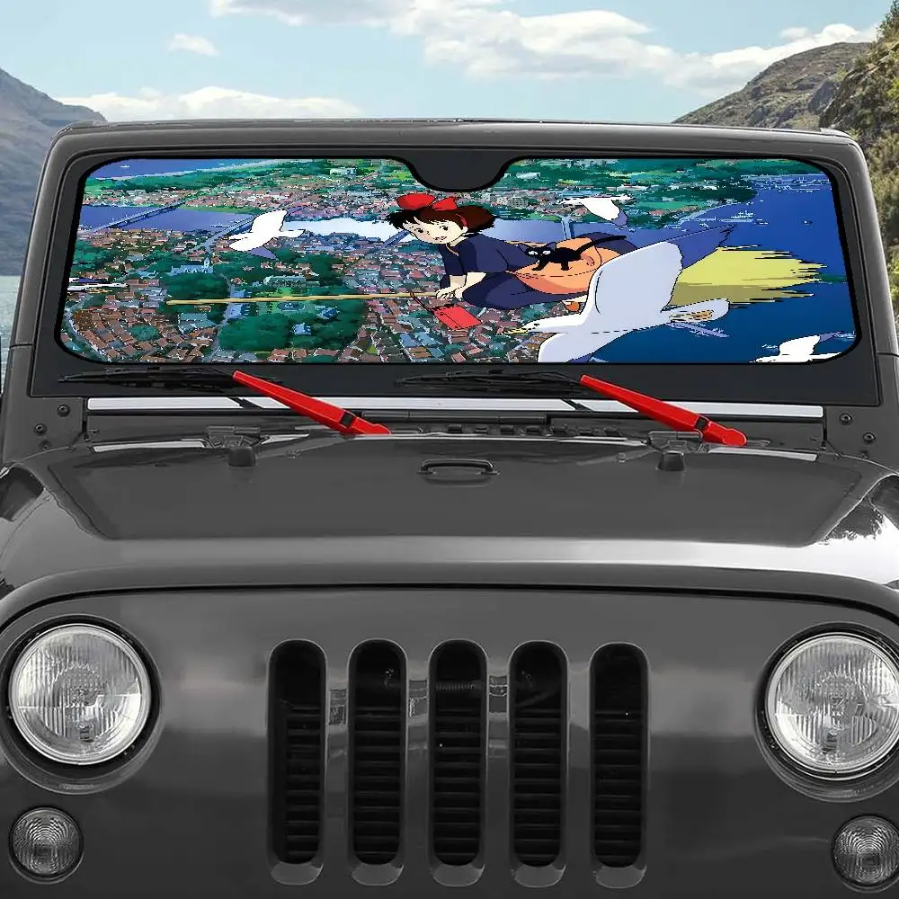 K-Kikis D-Delivery زجاج سيارة مضحك الشمس الظل طوي الأشعة فوق البنفسجية الشمس قناع حامي ظلة للنافذة الأمامية