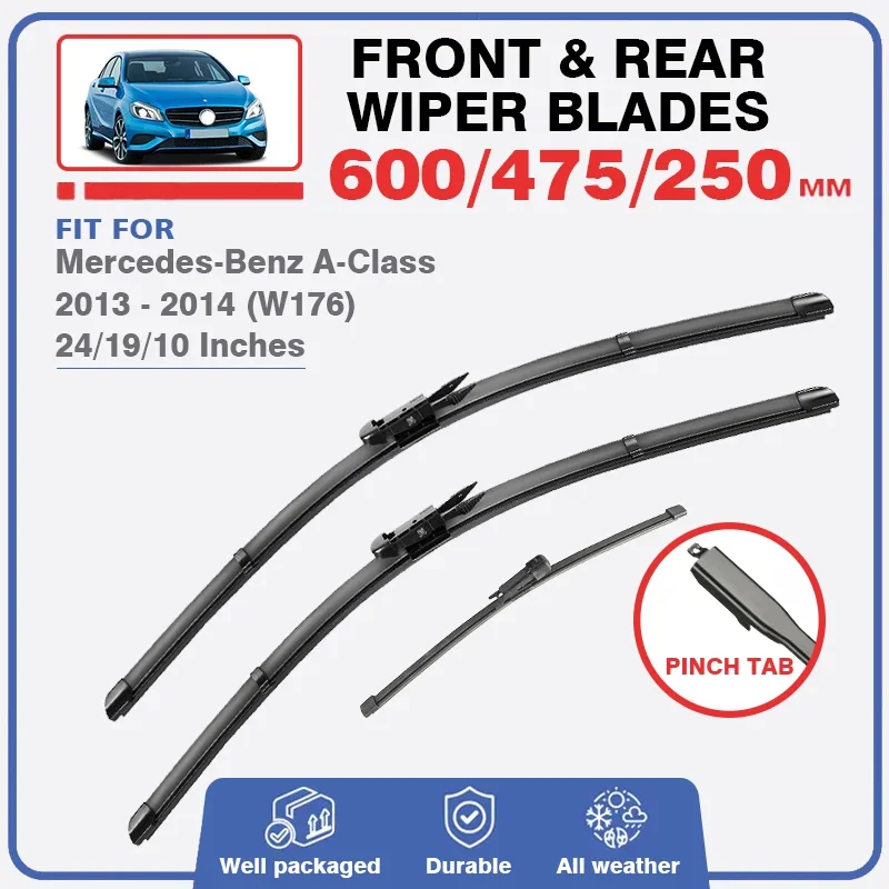 Front Rear Wiper Blades For Mercedes Benz A Class W176 2013 2014 2015 Pre-facelift Windshield Brush Window Windscreen A160 A200