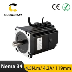 Nema 34 Stepper Motor 119mm 4.5Nm 4.2A with Brake Keyway Shaft 2 Phase Motor for CNC Laser Grind Foam Cut engraving machine