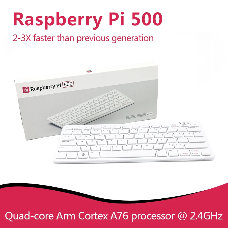 Raspberry Pi 500 Keyboard US UK Layout Optional Quad-core Arm Cortex A76 8GB SDRAM Supports 4Kp60 Video Decoding