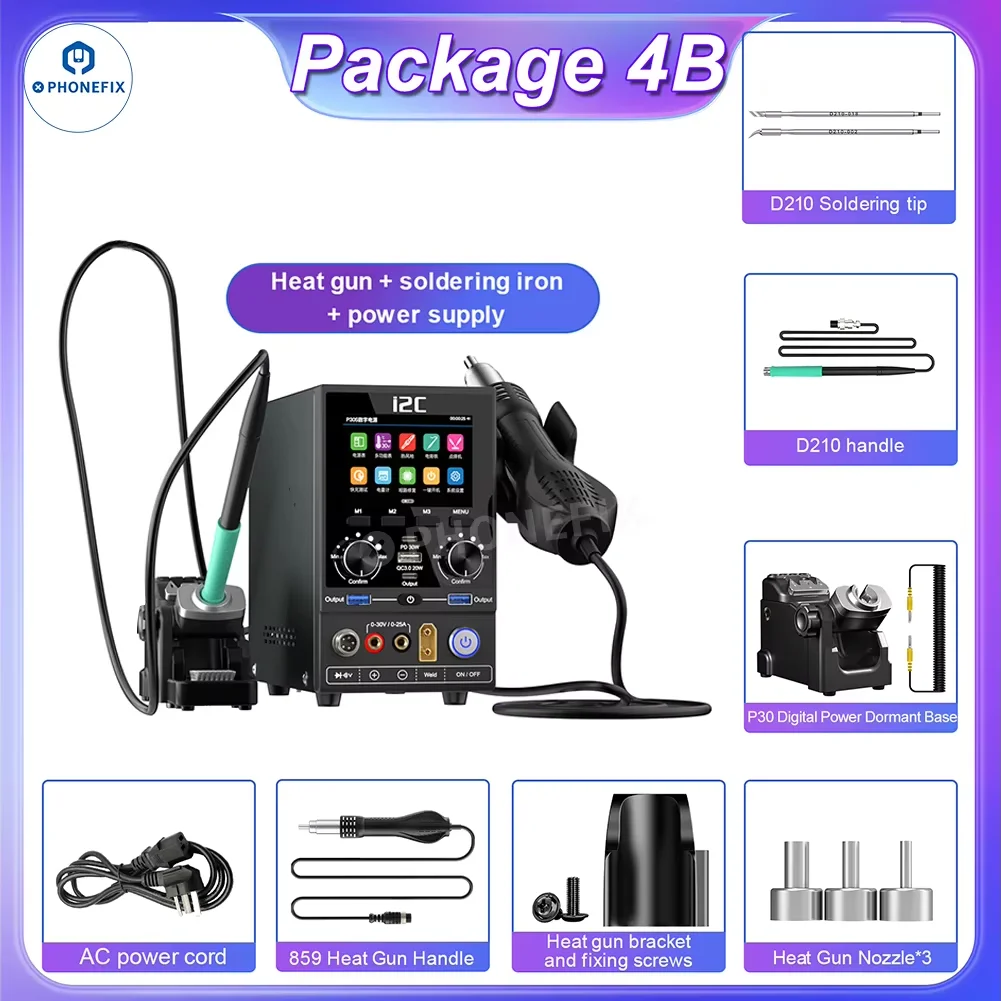 I2C P30S Upgraded P30 Digital Power Supply with Hot Air Desoldering Module,Soldering Module for Mobile Phone Rework Repair