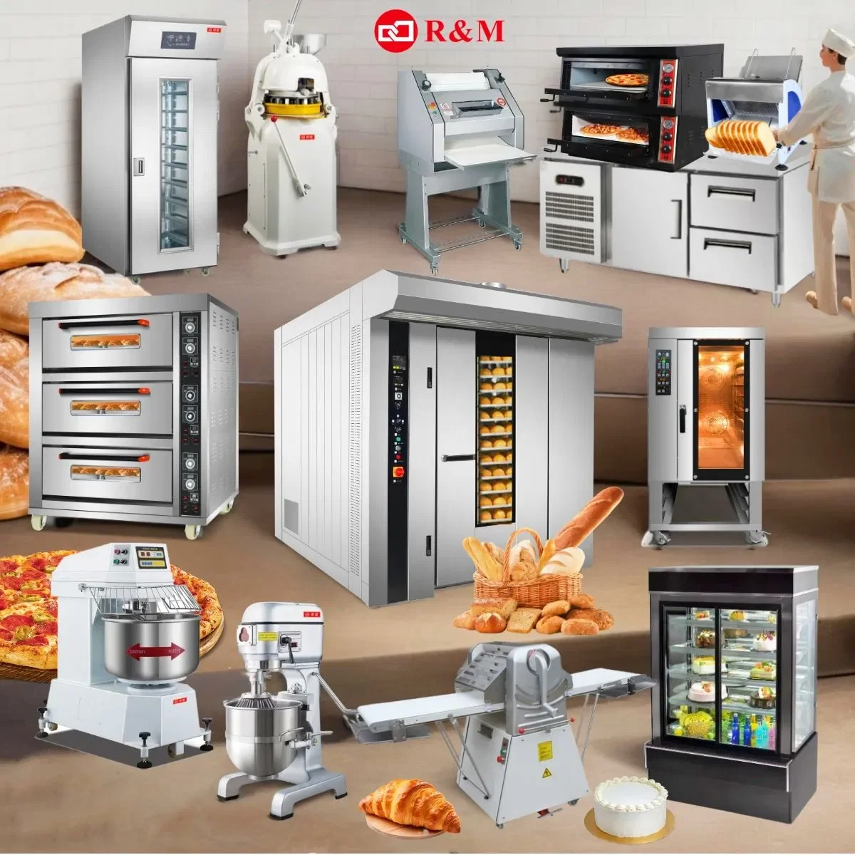Full Set Complete List Guangzhou China Supplies CE Price Automatic Industrial Food Baking Machine Mini Bread Commercial Oven Bak