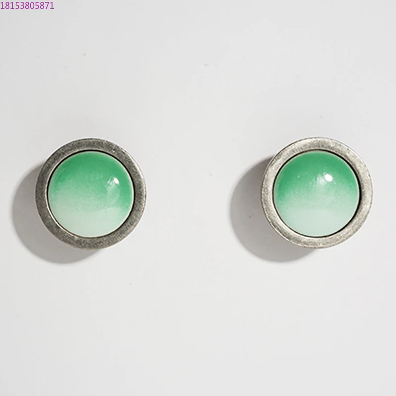 

Скандинавский жадеит зеленый постепенная смена керамики в стиле ретро, дверной шкафчик круглый с одним отверстием диаметром 38 мм