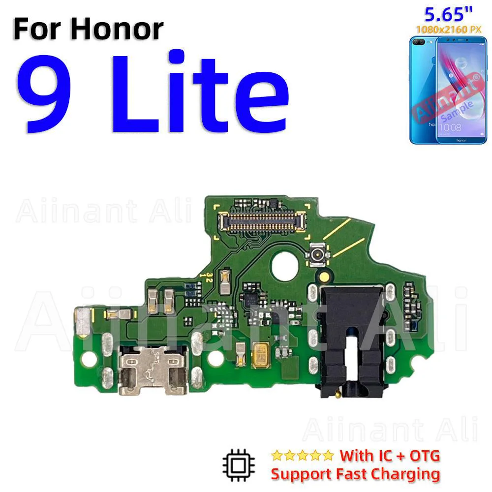 AiinAnt Dock USB Charger Mic Board Connector Charging Port Flex Cable For Huawei Honor 9 9A 9C 9N 9i 9s 9X Lite Pro Phone Parts