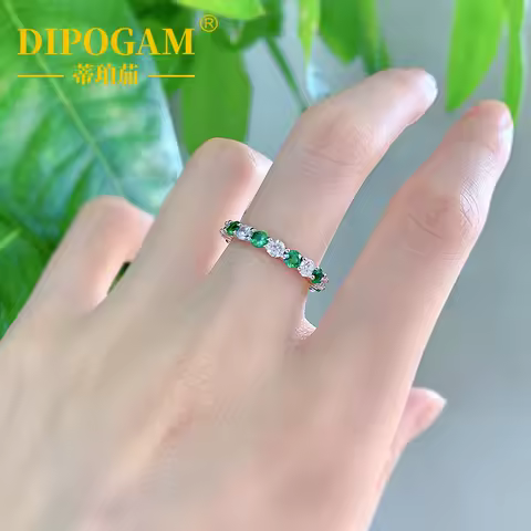 S925 pure silver light luxury D color vvs grade moissanite ring cultivation emerald red sapphire stacked diamond pair ring