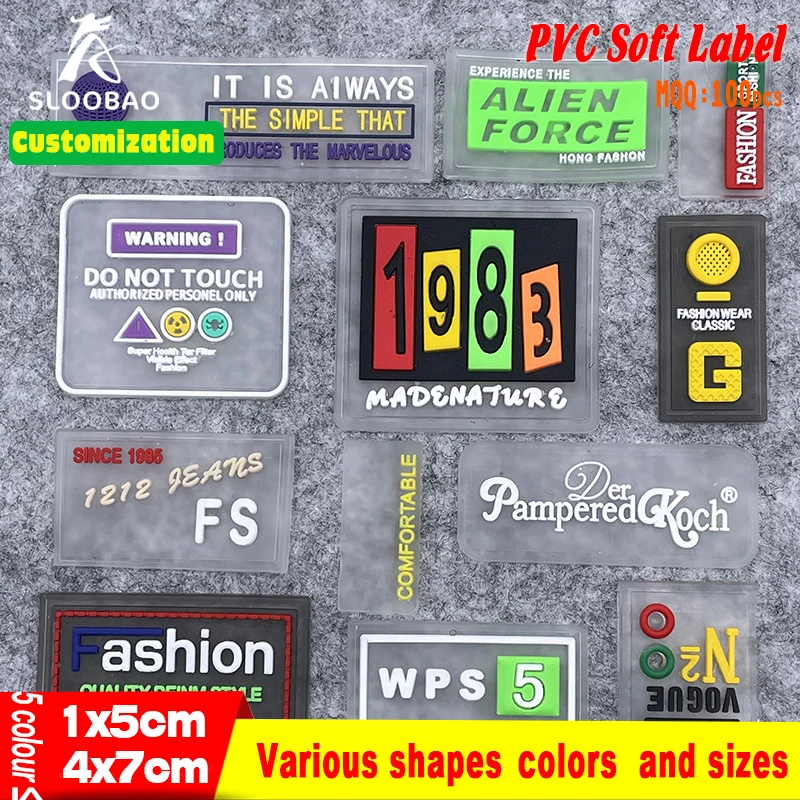 

Five Colors Colorful Leather Label PVC Soft Rubber Patch Clothing T-shirt Perforated Fabric Children's Accessories