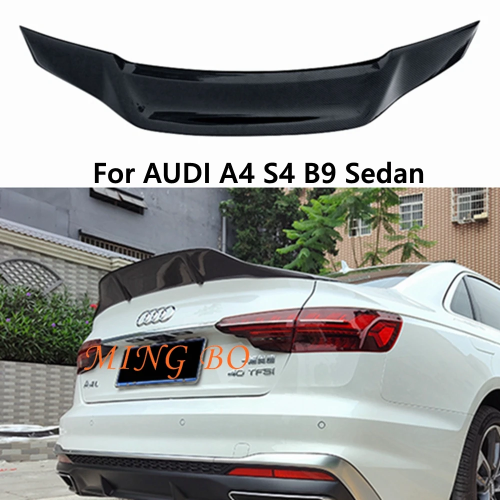 

For AUDI A4 S4 B9 Sedan R Style Carbon fiber Rear Spoiler Trunk wing 2017-2019 FRP Forged carbon