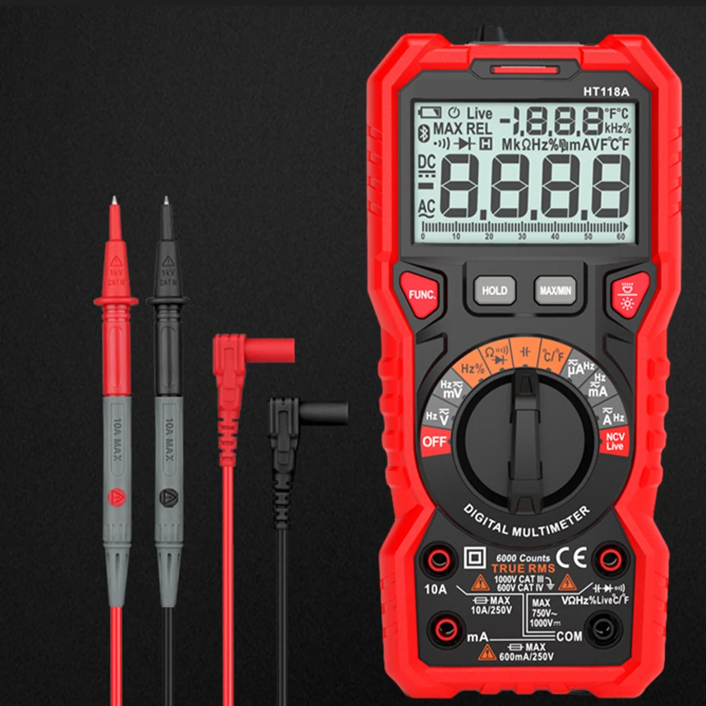 HT118A High Precision Digital Multimeter 6000 Count Dual Backlight Intelligent Manual Range Intelligent Digital Multimeter